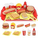 Sotodik Küchenspielzeug Lebensmittel Abnehmbar DIY Hamburger Hotdog Spielzeug Set,Kinderküche Zubehör Pädagogisches Rollenspiele Geschenk für Jungen M