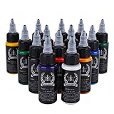 14 Farben Tattoo-Tinte, 14 Stücke 30 ml/Flasche Tattoo-Pigment-Set Tattoo & Body Art professionelles Make-up-Pig
