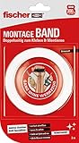 fischer MONTAGE BAND, doppelseitiges & starkes Klebeband in Transparent, einfach anwendbar dank Spezialliner, Aufhängung ohne Bohren, für Spiegel, Bilder, Deko, Haken, uvm., 3 M