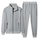 WSDZN 2021 Herren Herbst 2-teiliges Set aus Bedrucktem Reißverschluss Stehkragen Lange Ärmels + Kordelzug Lockere Hoses, Modisch Trendy, Bequem Dehnbar Lässiger Sportanzugs, Jogging Fitnessbekleidung