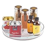 mDesign drehbares Gewürzregal – stilvoller Gewürzständer für Pfeffer, Backzubehör und Konserven – rundes Küchenregal für Anrichte und Küchenschrank – durchsichtig und b