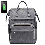 LOVEVOOK Laptop Rucksack Damen 17 Zoll, wasserdichte Rucksäcke Studenten mit Henkel USB Ladeanschluss, Groß Schultasche Schulrucksack, für Business Universität Reise Arbeit, G