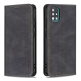 Handyhülle für Galaxy A51 4G Leder Schutzhülle Tasche Wallet Tasche Flip Etui Schale Mit Kartenfach Standfunktion Hülle für Galaxy A51 4G - DEBF280134 Schw