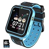 Kinder Smartwatch, Smart Watch Phone mit Musik-Player, SOS, 1,55 Zoll LCD-Touchscreen-Uhr mit Digitalkamera, Spielen, Taschenlampe, Zwei Wege Gespräch, Wecker für Jungen und Mädchen(Blau)