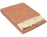 Nostra Woll Decke ZELANDIA | 100% Wolle | Sofadecke | Warme Decke | Perfekt für Babys | Überwurf für Sofa, Sessel und Bett | Angesagte Decke | Terrakotta Farbe Decke | 140x200