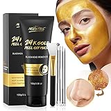 Mitesser Maske, 24 Karat Gold Peel Off Maske, Blackhead Remover Maske, Gold Gesichtsmaske Anti-Aging, Tiefenreinigung, Reduziert feine Linien und Falten Ideal für alle H