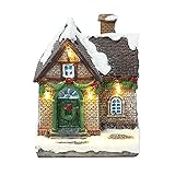 Gyj&mmm Weihnachtshaus mit Beleuchtung,LED Weihnachtshäuser,Weihnachtsdekorationen,Winterlandschaft Deko Desktop Ornament Nachttischlampe Weihnachtsdek
