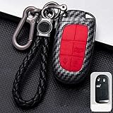 RUYALEE Key Shell Smart Remote Key Fob Cover ABS Kunststoff Kohlefaser Textur Silikon Keycase Key Skin Case Schlüsselanhänger,Für Jeep Grand Cherokee Ladegerät,3 btn,