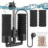 AQQA Aquarienschwammfilter, Elektrischer Doppelschwammfilter, 3W/5W Leiser Tauchschaum Filter für biologische und mechanische Filterung, Zubehör für Aquarienfilter (M)