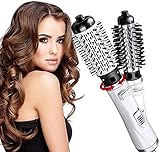 Haartrockner Warmluftbürste, Multifunktions Hair Styler &Volumizer Heißluftbürste Negativer Ionenfön Föhnbürste Lockenwickler für alle Haartypen, 2 Aufsätze, EU-Steck