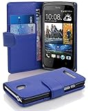 Cadorabo Hülle für HTC Desire 500 in KÖNIGS BLAU – Handyhülle aus Strukturiertem Kunstleder mit Standfunktion und Kartenfach – Case Cover Schutzhülle Etui Tasche Book Klapp Sty