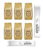 Lavazza Kaffee Qualita Oro, ganze Bohnen, Bohnenkaffee, 6er Pack, 6 x 1000g [FREE- 100 SUGAR SACHETS]