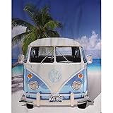 Große Original Volkswagen Fleece-Decke VW Bulli T1 blau 130 cm x 170 cm Camper-Van VW Bus T1 Decke Kuscheldecke Tagesdecke Fleecedecke Schmusedecke Flauschdecke Wohndecke passend zur Bettwäsche 048