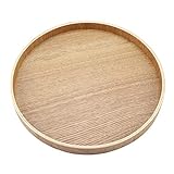 Holz Serviertablett, Rund Couchtisch Tablett Holzteller für Küche Restaurant(XL)