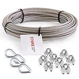 Seilwerk STANKE Rankhilfe Edelstahldrahtseil 40m V4A Edelstahlseil 3mm 7x7, 4x Kausche V4A, 8x Bügelformklemme V4A - SET 2
