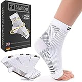 FIT NATION Kompressionssocken - 2 Paar - Flexible Fußbandage - Knöchelbandage gegen Plantarfasziitis, Fußschmerzen und Fersensporn - Sprunggelenkbandage für Herren und Damen - Weiß