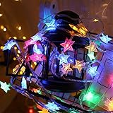 LED-Lichterkette, bunt, 10 m, 80 Stück, USB-Stern-Lichterkette für Valentinstag, Weihnachten, Party, Neujahr, Hochzeit, Dekorationen für Innen- und Außenb