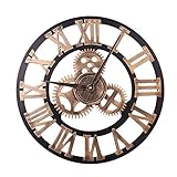 Nicoone Wanduhr 40Mm 3D Holz & Metall Getriebe Uhr Dekorative Wanduhr für Wohnzimmer Schlafzimmer Küche - Batterie Nicht E