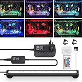 AKKEE Aquarium LED Beleuchtung Aquarium Lampe RGB mit Aquarium Bubble Light, IP68 LED Unterwasser Licht mit 24 Key Fernbedienung Farbwechsel für Aquarium Beleuchtung Deko Kit (32cm)