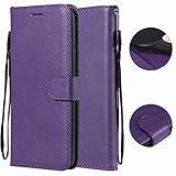 Laybomo für Samsung Galaxy J7 Prime / G610F Ledertasche Schuzhülle TPU Silikon Flip Cover Magnetisch Brieftasche Schale Handyhülle für Samsung J7 Prime mit Kartensteckplatz, Geschäft Serie (Violett)