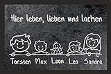 creativgravur® Individuell bedruckte Fußmatte - Schiefer Look mit Wunschnamen Familie Namen, Größe der Fußmatte:40 x 60