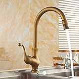 XDYNJYNL Kitchen Tap Küchenarmaturen Antike Bronze Küchen-Mischbatterie Warm- und Kaltwassermischer Messing Sink Crane 360 ​​Grad Schwingen Universal-Wasserhahn Einhebel Gefäß