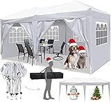 Faltpavillon 3x3/3x6 Pavillon Wasserdicht Gartenpavillon UV Schutz Faltpavillon mit 4 Seitenteilen Festival Partyzelt Sonnenschutz Pavillon für Strand / Garten / Hochzeit / Camping (3x6M, Weiß)