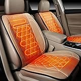 QIUTIANQ Auto Heizauflage Sitzheizung Auflage mit Temperatur Kontrolleur, Winter Universal Heizkissen Auto Beheizbare Kissen Heizmatte Vordersitz Wärmer Sitzbezüge für PKW SUV MPV (Beige, 108x52cm)