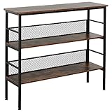 HOMCOM Standregal im Industrie-Design, 3-stufiges Lagerregal, Aktenregal, Küchenregal, Spanplatte, Braun+Schwarz, 100 x 32 x 92