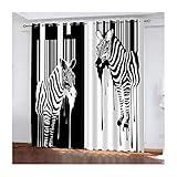 KnBoB Polyester Vorhang 214x160 cm Zwei Zebras Gardinen Verdunkelungsvorhang Blickdicht, Schwarz Weiß