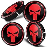 SkinoEu® 4 x 60mm Silikon Nabenkappen Kappen Punisher Rot Totenkopf Totenschädel Skull Felgendeckel Radkappen Radnabendeckel Nabendeckel Auto Tuning C 3