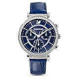 Swarovski Passage Chrono Uhr, Lederarmband, blau, E