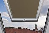 Für Velux Fenster GGU / GGL / GPU / GPL / GHU / GHL / GTU / GTL / GXU / GXL M06 Dachfensterrollo Thermo Rückseite, Verdunkelungsrollos in Hellbraun - 78x118cm (Breite x Länge) - mit seitlichen Führung