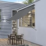 pro.tec] Markise 150 x 120 cm Grau Witterungsbeständig Sonnenschutz Beschattung Terrasse G