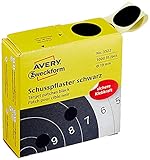 AVERY Zweckform 3522 Schusspflaster 1.000 Stück (Ø19mm, Zielscheibe, Schießsport, Schützensport, Schützenverein, Schützenscheibe, runde Aufkleber, permanent, Markierungspunkt, im Spender) schw