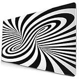 Großes dekoratives Gaming-Mauspad,Eine optische Schwarz-Weiß-Spirale,lange Computermausmatte mit rutschfester Gummibasis für Büro/Spiele/Z
