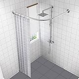 QINZC L Form Ecke Duschvorhangstange Gebogene Duschstange Ohne Bohren Erweiterbar Eckduschstange Badewanne Aus 304 Edelstahl Bogenstange FüR Badezimmer,Duschkabine,70 to 95cm*105 to 165