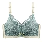 SUNXC Damen Mädchen BH, Lace Maternity Bra, Breastfeeding, Light and Breathable, Green, 95E,Bra Push Up Gep