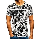 T-Shirt Herren Regular Fit Rundhals Drucken Tops Herren Work Lässig Sportshirt Herren Klassische Komfortabel Sommer T-Shirt Herren Mode Kurzarm Shirt H