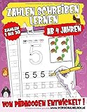 Zahlen Schreiben Lernen Ab 4 Jahren - von Pädagogen entwickelt - Zahlen 1-30: Das Vorschul Übungsheft für Junge und Mädchen zur Vorbereitung für ... Deutsch, Englisch, Französisch und Sp