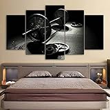 Laimi Wandbild Bild Wohnzimmer Kunstdruck Bilder Vlies Leinwandbild 5 TLG Gym Langhanteln Fitnessgeräte Kunstdruck modern XXL Wanddekoration Design Wand Bild Ohne R