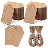 200pcs Premium-Geschenkanhänger mit 200 Wurzel-Naturjute-Schnur, Kraftpapier-Preisschilder, Craft-Tags Für Hochzeit Weihnachten Thanksgiving