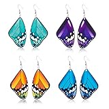 Huyiko 4 Paar Ohrringe Pfau fliegend Acryl Set Insekten Schmuck Mode Damen Geschenk Geburtstag