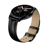 SUNDAREE Kompatibel mit Galaxy Watch 3 41mm/Active 2 40 44/Galaxy 42mm Armband,20MM Echt Schwarz Lederband Ersatzarmband Uhrenarmband für Samsung Gear Sport/S2 C