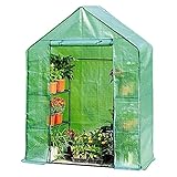 Gewächshaus Gehen Sie im Gewächshaus - grünes Haus mit 4 Regalen und wetterfestes RE-erzwungener Kunststoff PVC. Cover - Plant House / Grow House for Garten und Outdoor - Rollup-Zip-Panel-Tü