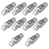 kwmobile 10x CAT 6A RJ45 Netzwerkstecker - mit Zugentlastung - geschirmt - werkzeuglos - CAT 6 LAN Netzwerkkabel Stecker - RJ45-Stecker Steckverb