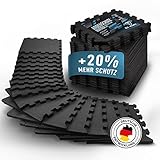 Veluris Bodenschutzmatte Fitness Matte [31x31cm] - 18 extra dicke Bodenmatten [20% mehr Schutz] - Rutschfeste Schutzmatten Fitnessraum, Fitness Boden, Sportboden, Poolunterlage, F