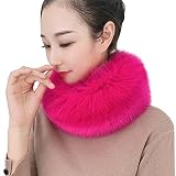 Queenbox Schal mit Kunstpelzkragen, eleganter Fester Loop-Kreis, Winter-Plüsch-Nackenwärmer, abnehmbares Halstuch, Rose R