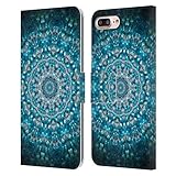 Head Case Designs Offizielle Zugelassen Monika Strigel Meerblau Mandala Leder Brieftaschen Handyhülle Hülle Huelle kompatibel mit Apple iPhone 7 Plus/iPhone 8