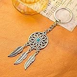 U/K Mode Traumfänger Ton Schlüsselanhänger Silber Ring Feder Quasten Schlüsselanhänger Schlüsselbund für Geschenk stilvoll und belieb